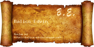 Balics Edvin névjegykártya